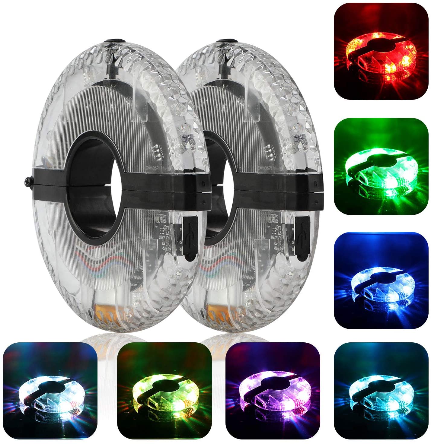 Set 2 x cutie led-uri pentru roți biciclete cu 3 moduri de iluminare